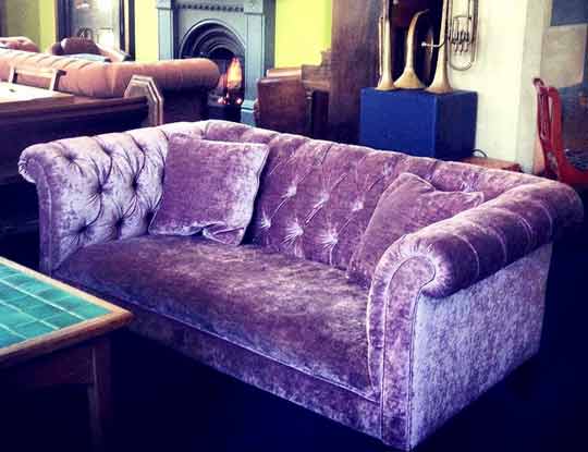 Purple velvet store couch